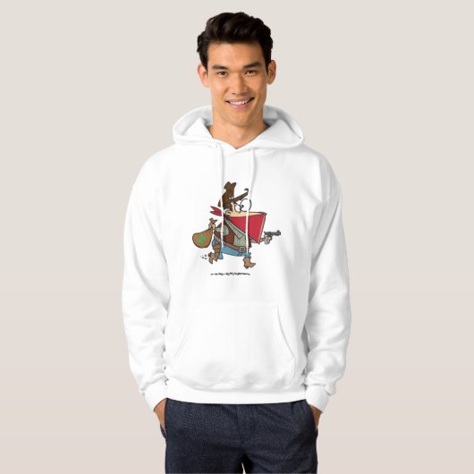 Grappige Cartoon Cowboy Bandit Robber Hoodie (Voorkant volledig)