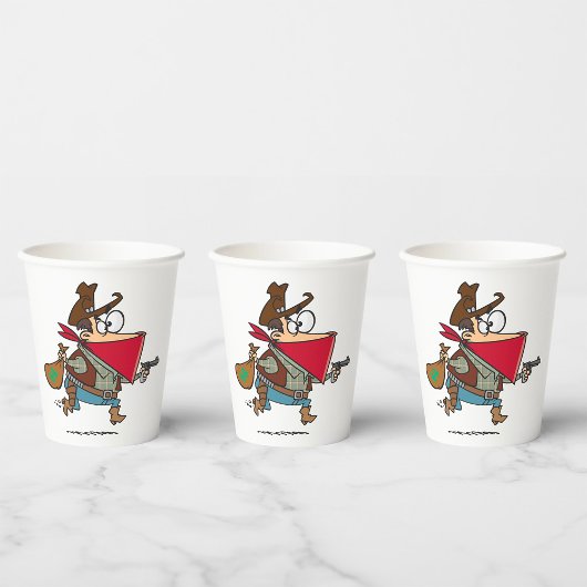 Grappige Cartoon Cowboy Bandit Robber Papieren Bekers