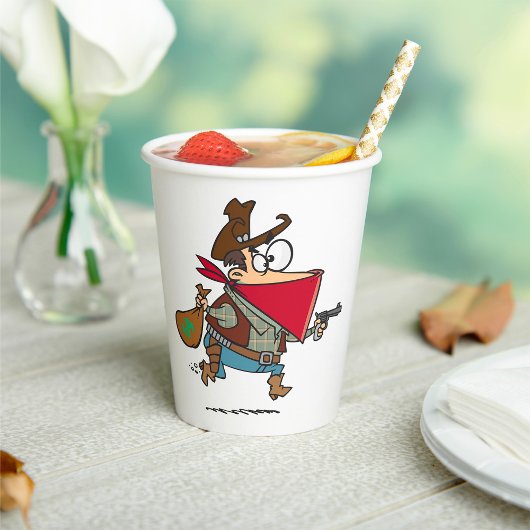 Grappige Cartoon Cowboy Bandit Robber Papieren Bekers