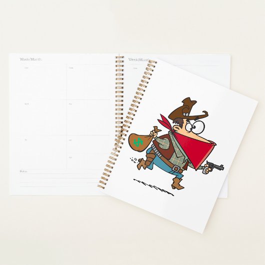 Grappige Cartoon Cowboy Bandit Robber Planner