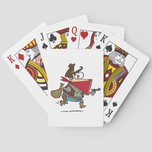 Grappige Cartoon Cowboy Bandit Robber Pokerkaarten (Achterkant)
