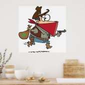 Grappige Cartoon Cowboy Bandit Robber Poster (Keuken)