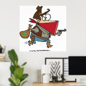 Grappige Cartoon Cowboy Bandit Robber Poster (Thuiskantoor)