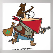 Grappige Cartoon Cowboy Bandit Robber Poster (Voorkant)