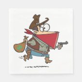 Grappige Cartoon Cowboy Bandit Robber Servet (Voorkant)