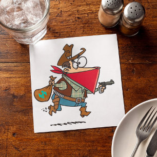 Grappige Cartoon Cowboy Bandit Robber Servet