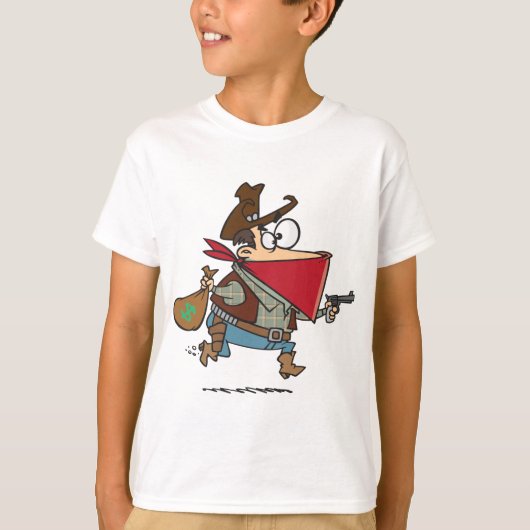 Grappige Cartoon Cowboy Bandit Robber T-shirt (Voorkant)