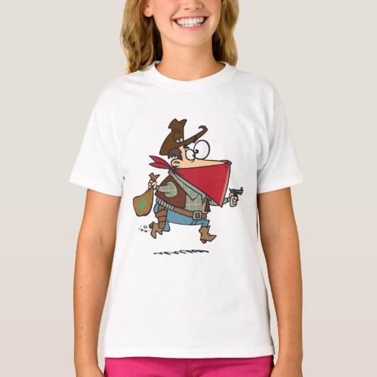 Grappige Cartoon Cowboy Bandit Robber T-shirt (Voorkant)