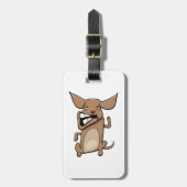 Grappige Cartoon Crazy Dog Hilarisch Schattige Hui Bagagelabel (Voorkant verticaal)