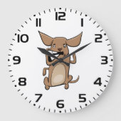Grappige Cartoon Crazy Dog Hilarisch Schattige Hui Grote Klok (Voorkant)