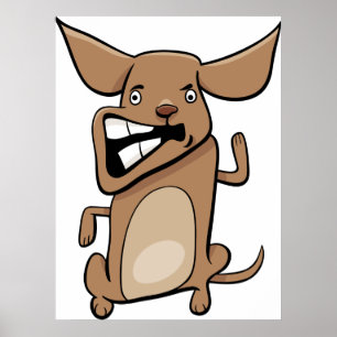Grappige Cartoon Crazy Dog Hilarisch Schattige Hui Poster