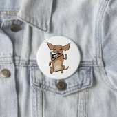 Grappige Cartoon Crazy Dog Hilarisch Schattige Hui Ronde Button 7,6 Cm (In situ)
