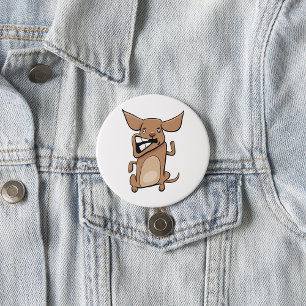 Grappige Cartoon Crazy Dog Hilarisch Schattige Hui Ronde Button 7,6 Cm