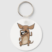 Grappige Cartoon Crazy Dog Hilarisch Schattige Hui Sleutelhanger (Voorkant)