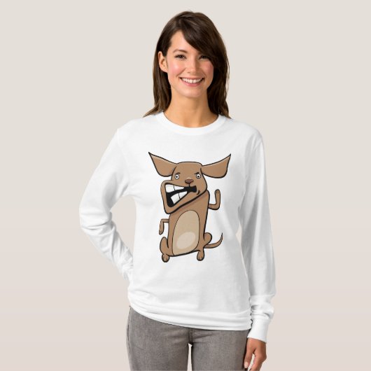 Grappige Cartoon Crazy Dog Hilarisch Schattige Hui T-shirt (Voorkant volledig)