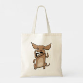 Grappige Cartoon Crazy Dog Hilarisch Schattige Hui Tote Bag (Achterkant)