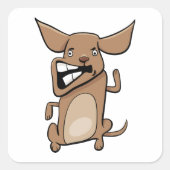 Grappige Cartoon Crazy Dog Hilarisch Schattige Hui Vierkante Sticker (Voorkant)