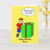 Grappige Cartoon dacht dat het verjaardagsfeest te Kaart (Gele Bloem)