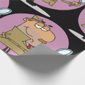 Grappige Cartoon Detective met Vergrootglas Cadeaupapier