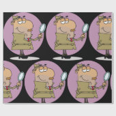 Grappige Cartoon Detective met Vergrootglas Cadeaupapier (Vlak)