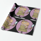 Grappige Cartoon Detective met Vergrootglas Cadeaupapier (Uitgerold)