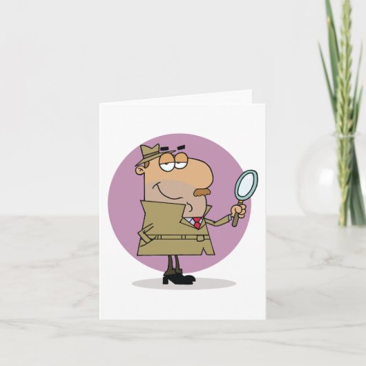 Grappige Cartoon Detective met Vergrootglas Kaart (Voorkant)
