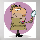 Grappige Cartoon Detective met Vergrootglas Poster (Voorkant)