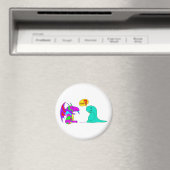 Grappige Cartoon Dinos Leuke Dinosaurus Dragon Raw Magneet (Insitu (Vaatwasser))