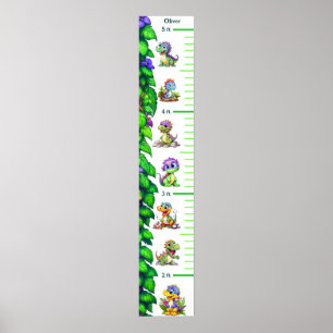 Grappige Cartoon Dinosaurs Groeikaart Poster
