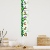 Grappige Cartoon Dinosaurs Groeikaart Poster (Keuken)