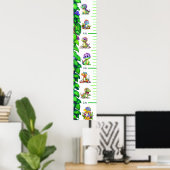 Grappige Cartoon Dinosaurs Groeikaart Poster (Thuiskantoor)