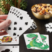 Grappige Cartoon Dinosaurus Brullende T-Rex Pokerkaarten (Insitu)