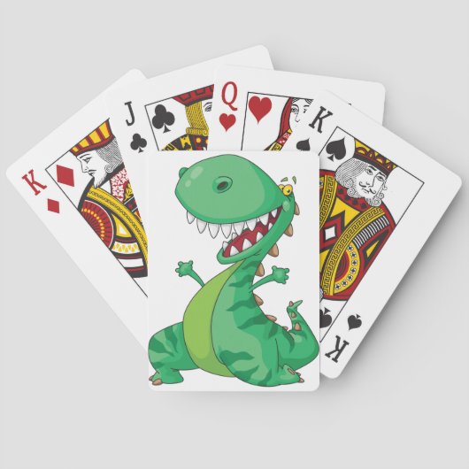 Grappige Cartoon Dinosaurus Brullende T-Rex Pokerkaarten (Achterkant)