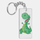 Grappige Cartoon Dinosaurus Brullende T-Rex Sleutelhanger (Voorkant Links)