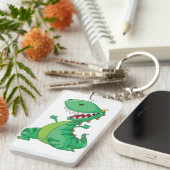 Grappige Cartoon Dinosaurus Brullende T-Rex Sleutelhanger (Voorkant Rechts)