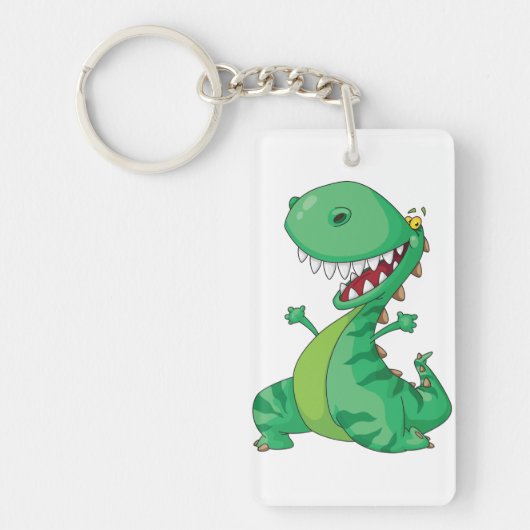 Grappige Cartoon Dinosaurus Brullende T-Rex Sleutelhanger (Voorkant)