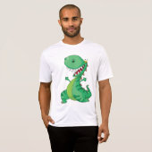 Grappige Cartoon Dinosaurus Brullende T-Rex T-shirt (Voorkant volledig)