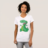 Grappige Cartoon Dinosaurus Brullende T-Rex T-shirt (Voorkant volledig)