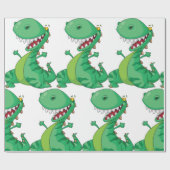 Grappige Cartoon Dinosaurus Roaring T-Rex Cadeaupapier (Vlak)