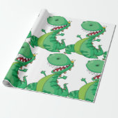 Grappige Cartoon Dinosaurus Roaring T-Rex Cadeaupapier (Uitgerold)