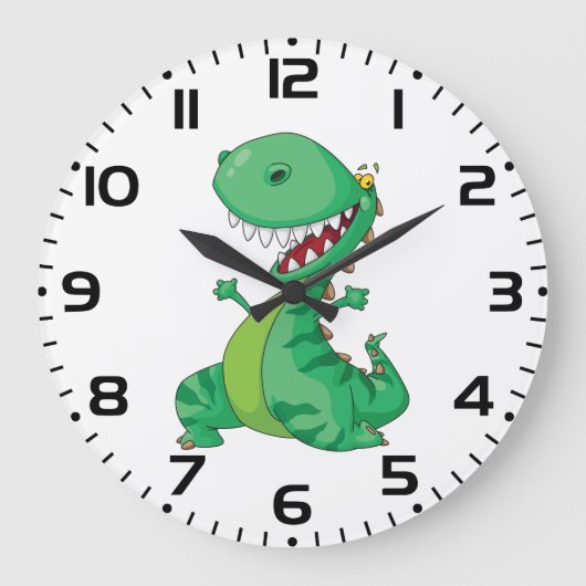 Grappige Cartoon Dinosaurus Roaring T-Rex Grote Klok (Voorkant)