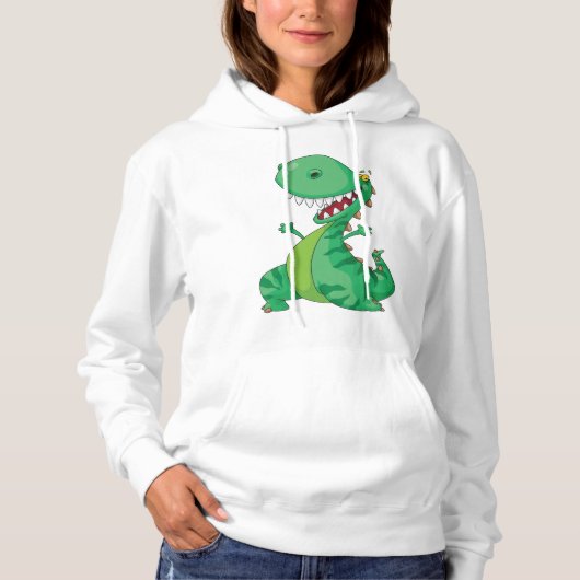 Grappige Cartoon Dinosaurus Roaring T-Rex Hoodie (Voorkant)