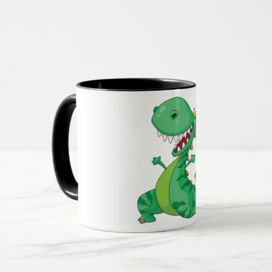 Grappige Cartoon Dinosaurus Roaring T-Rex Mok (Voorkant links)