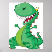 Grappige Cartoon Dinosaurus Roaring T-Rex Poster (Voorkant)