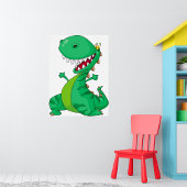 Grappige Cartoon Dinosaurus Roaring T-Rex Poster