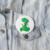 Grappige Cartoon Dinosaurus Roaring T-Rex Ronde Button 7,6 Cm