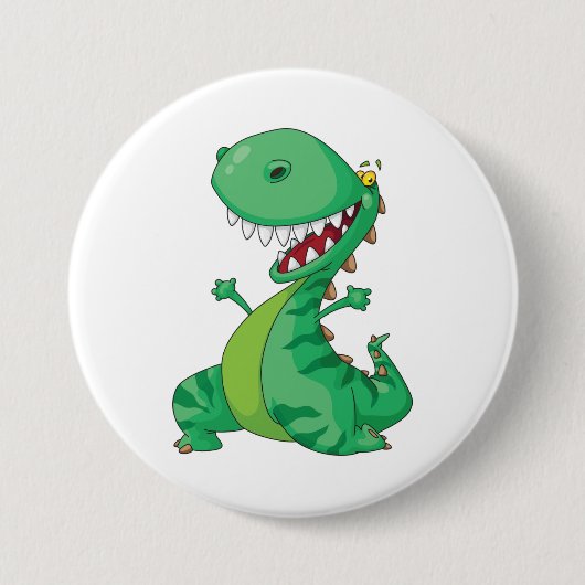 Grappige Cartoon Dinosaurus Roaring T-Rex Ronde Button 7,6 Cm (Voorkant)