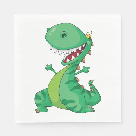 Grappige Cartoon Dinosaurus Roaring T-Rex Servet (Voorkant)