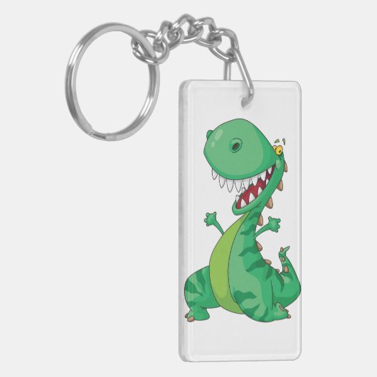 Grappige Cartoon Dinosaurus Roaring T-Rex Sleutelhanger (Voorkant Links)