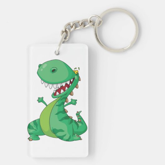 Grappige Cartoon Dinosaurus Roaring T-Rex Sleutelhanger (achterkant)